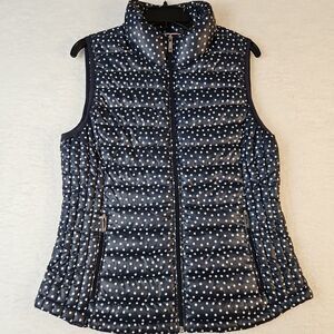 Tommy Hilfiger‎ Women's Lightweight Packable Puffer Vest Size M Navy White Dots